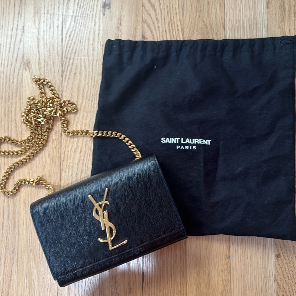 Saint Laurent Grain De Poudre Small Monogram Kate Satchel Black